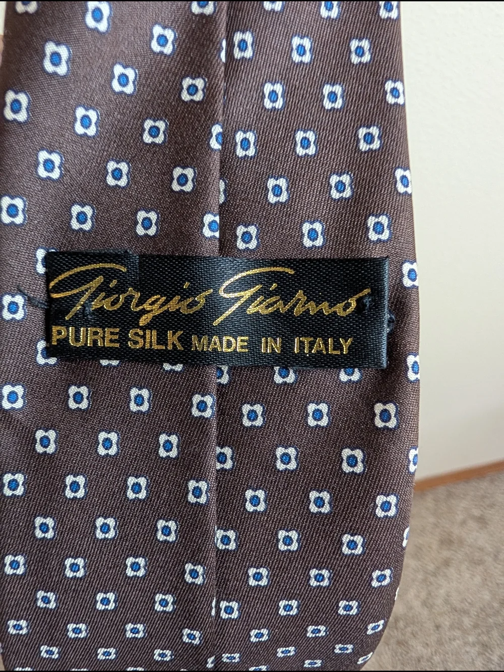 Giorgio Giarmo Pure Silk Tie | Made‎ in Italy | Brown | Floral Medallion Print